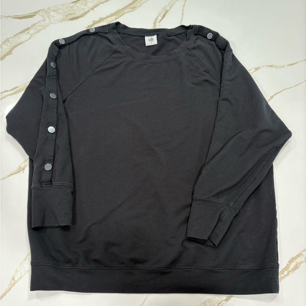 CAbi Snap Sleeve Sweatshirt with Snap Accents
